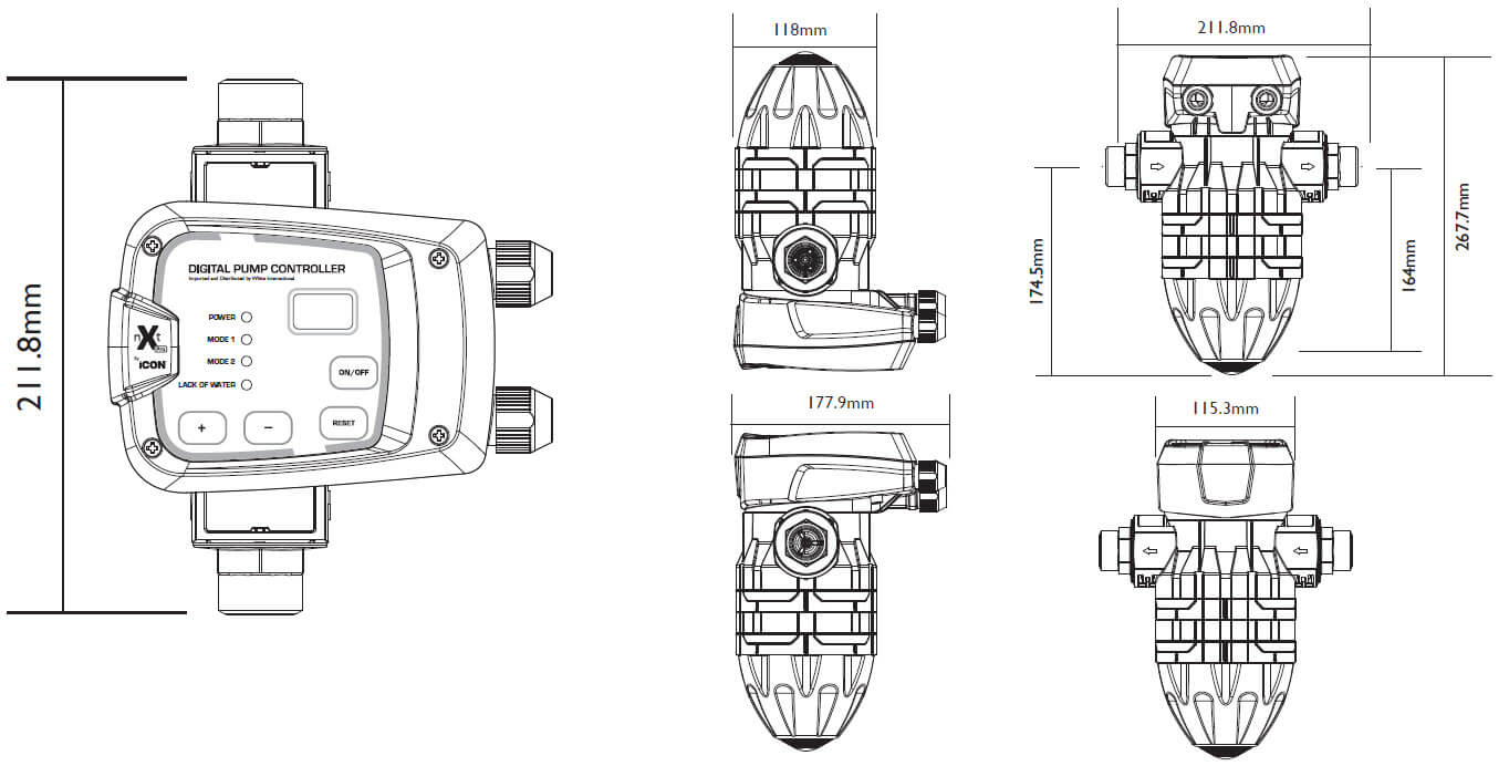 nXt PRO Pump Controller Dimensions